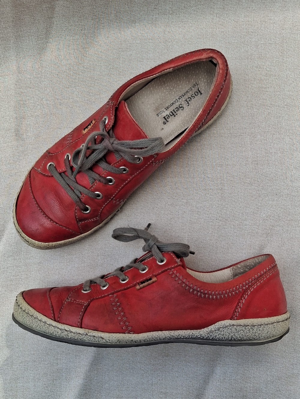 Josef Seibel Red Leather Comfort Sneakers US 6.5 (EU 37)